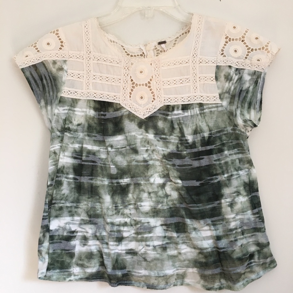 Free People Tie Dye Crochet BOHO Boxy Crop Top